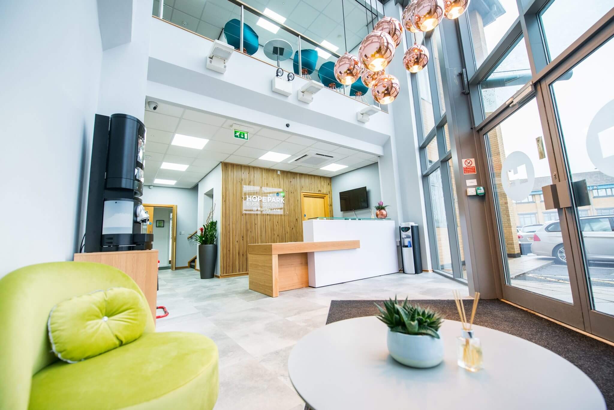 The bright welcome reception area at City Gateway Bradford