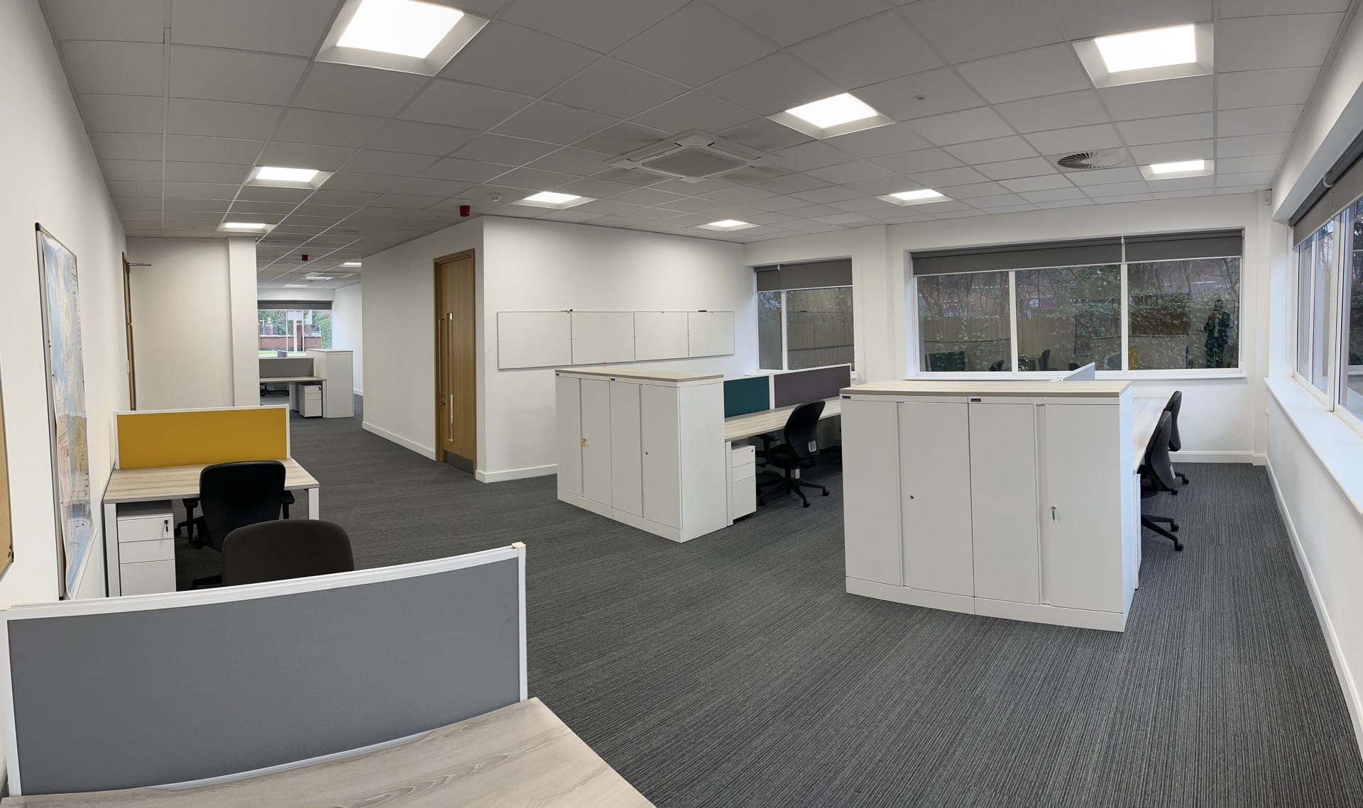 An open-plan 12-16 person office at Hope Park Quays Reach in Salford